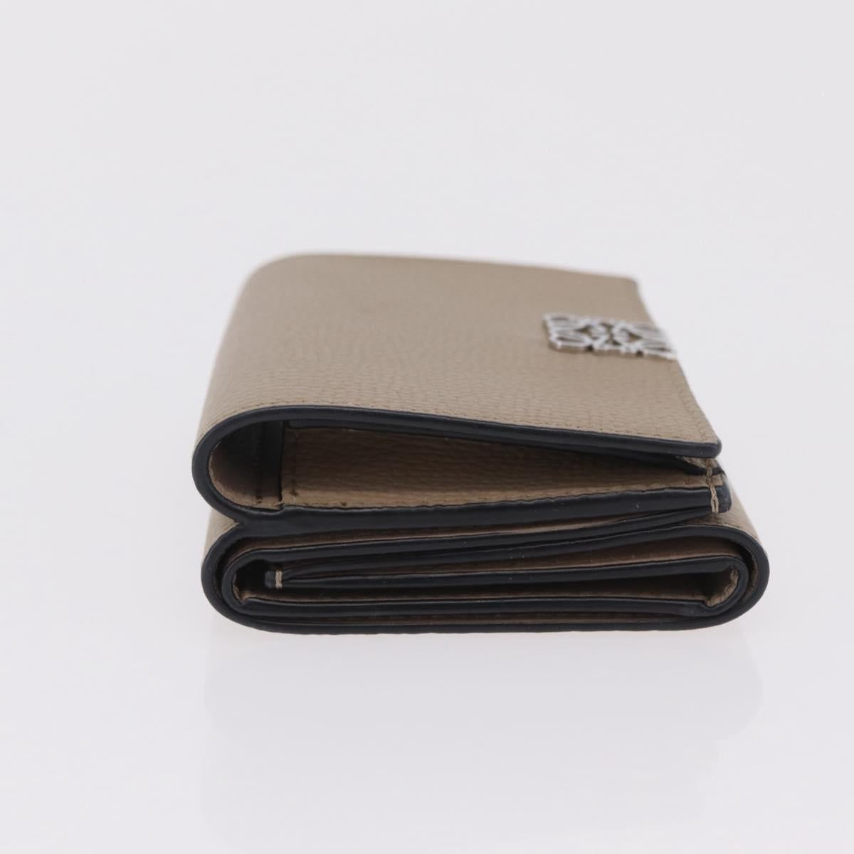 LOEWE Anagram Trifold Wallet Leather Beige Silver Auth 205328M image 5