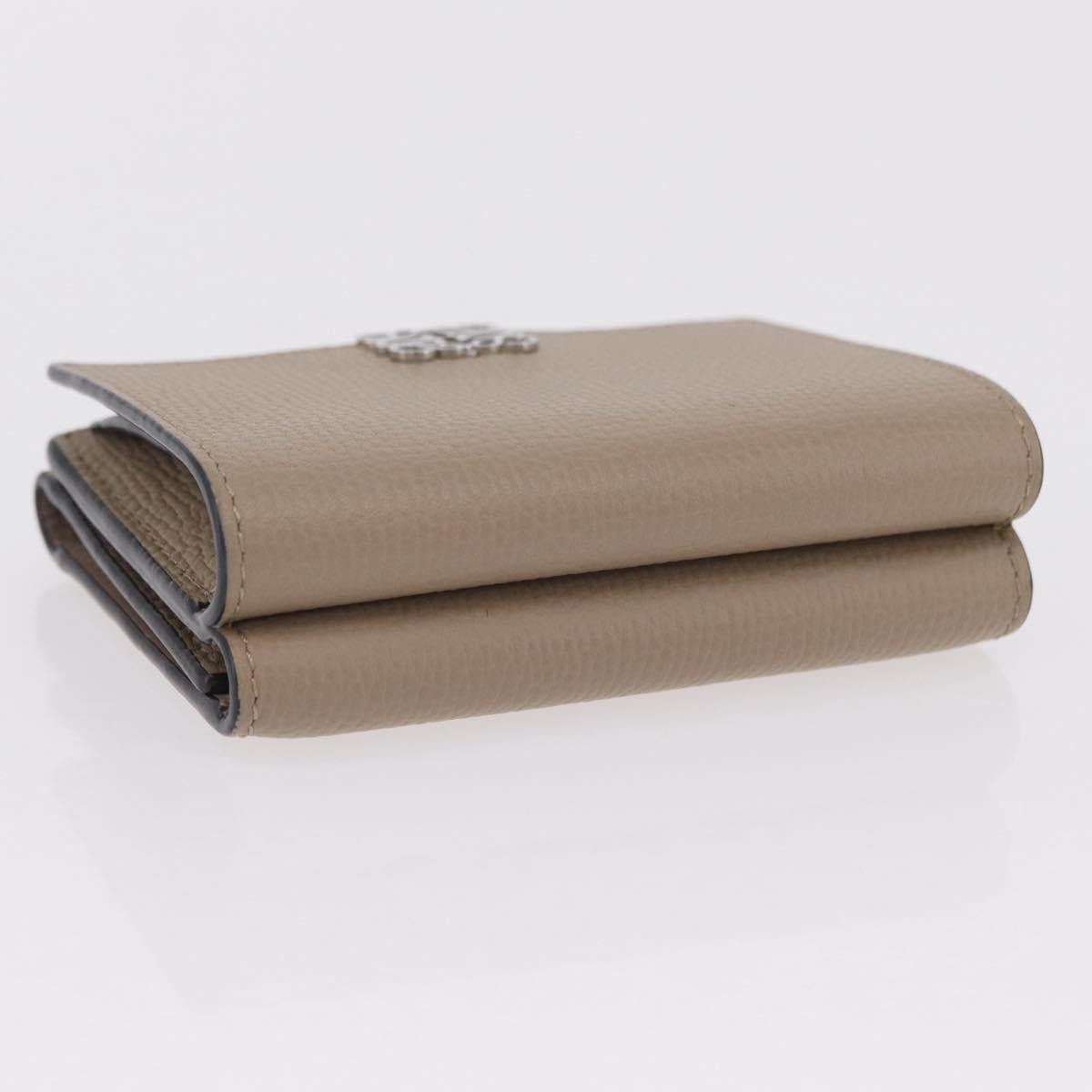 LOEWE Anagram Trifold Wallet Leather Beige Silver Auth 205328M image 6