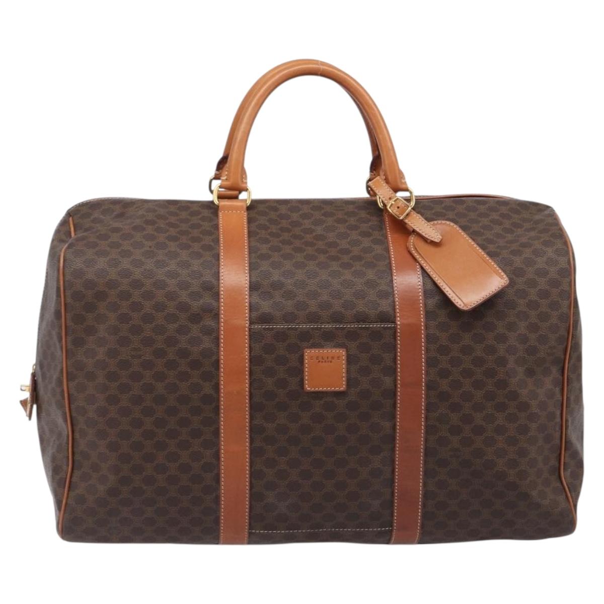 CELINE Macadam Boston Bag PVC Brown Gold Tone Auth gh2383A image 2
