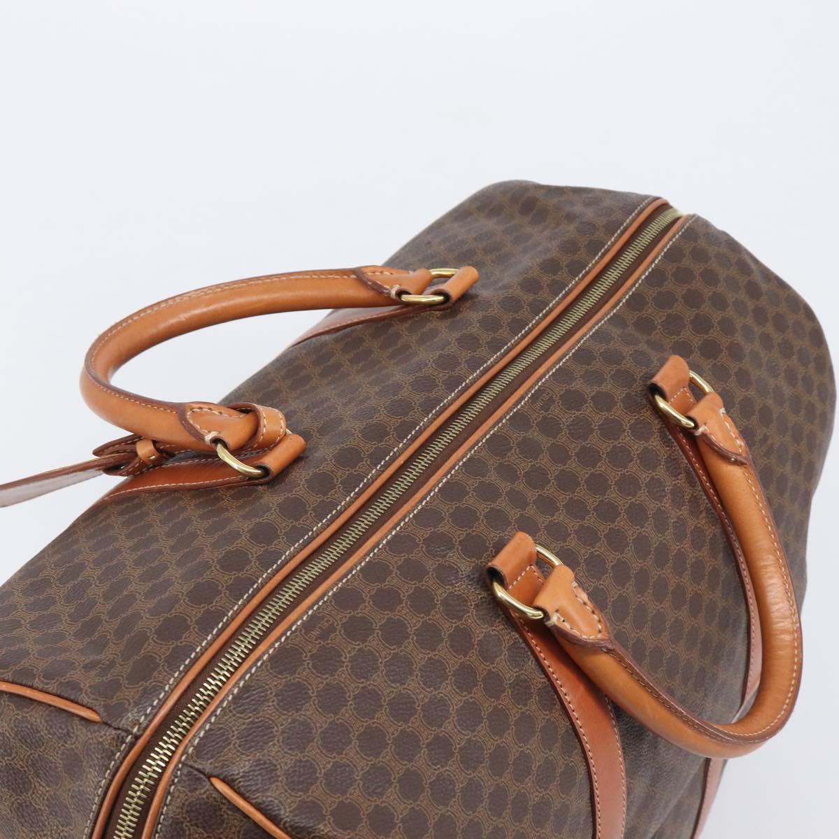 CELINE Macadam Boston Bag PVC Brown Gold Tone Auth gh2383A image 6