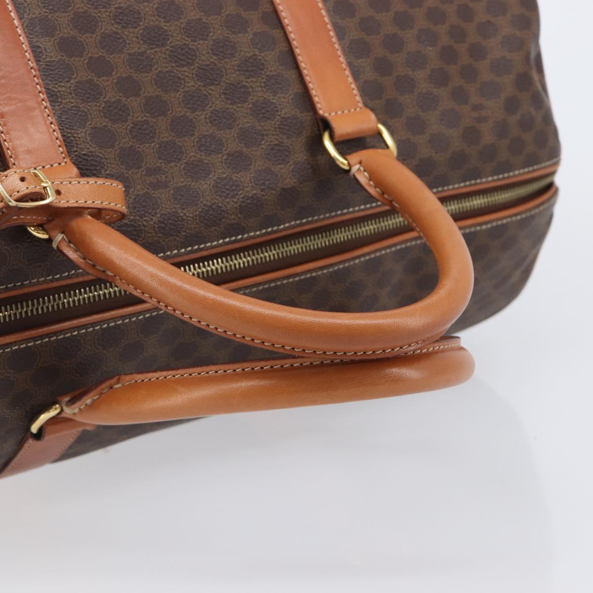 CELINE Macadam Boston Bag PVC Brown Gold Tone Auth gh2383A image 7