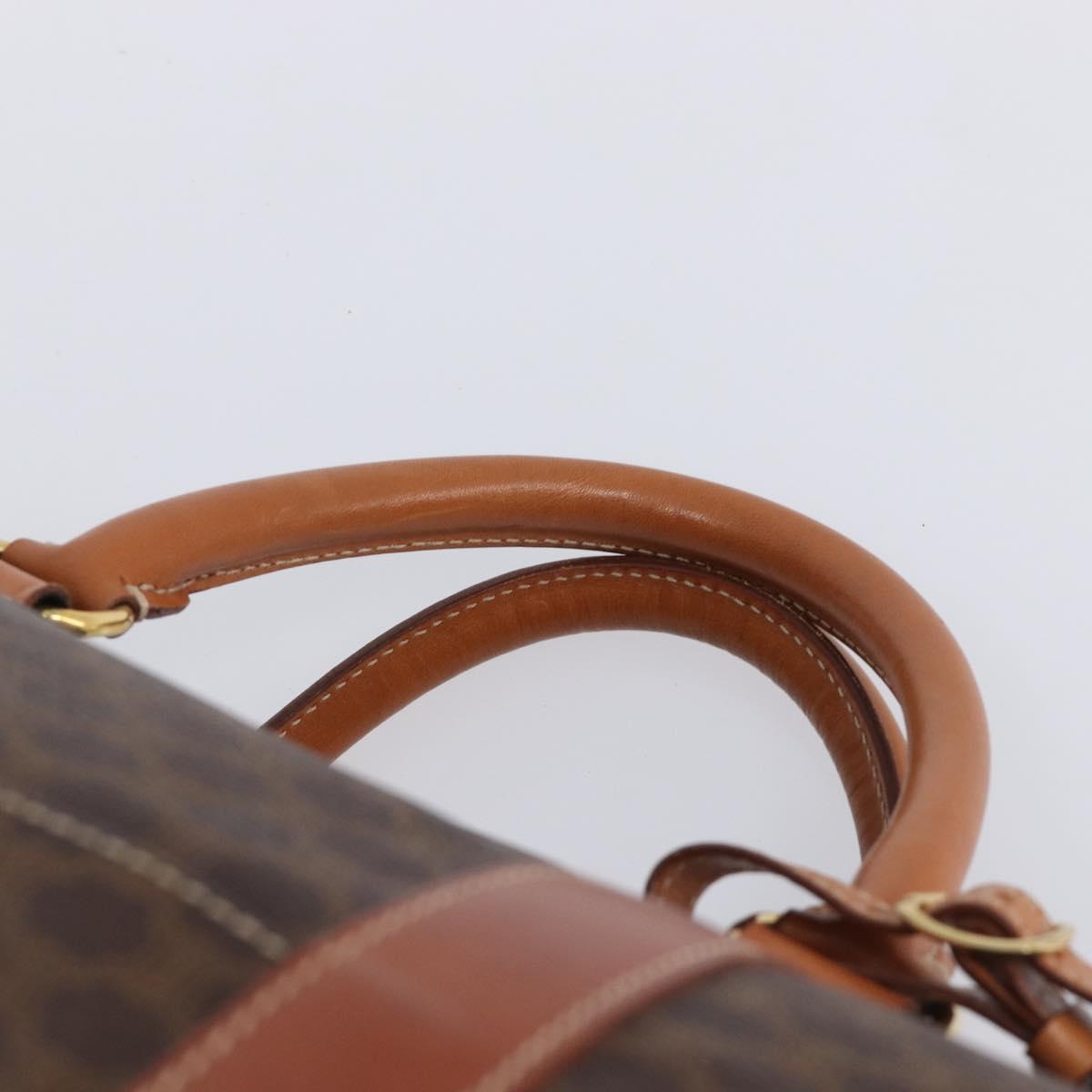 CELINE Macadam Boston Bag PVC Brown Gold Tone Auth gh2383A image 8