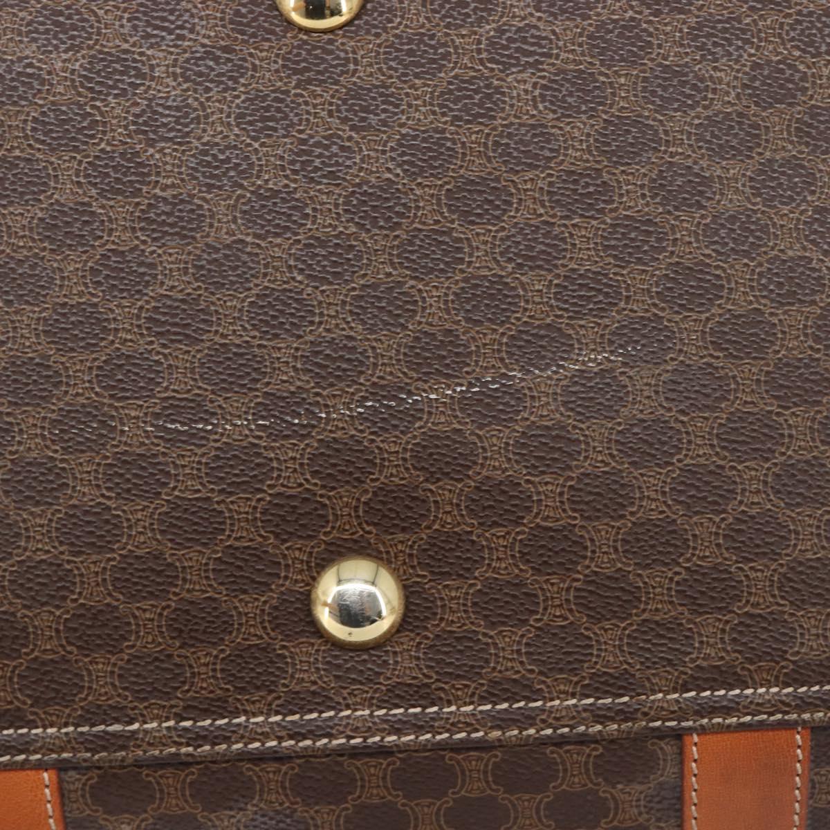 CELINE Macadam Boston Bag PVC Brown Gold Tone Auth gh2383A image 10