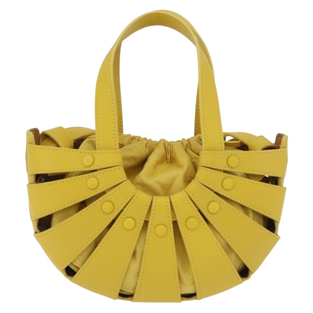 Bottega Veneta The Shell Hand Bag Leather 2way Yellow Auth 206926V image 2