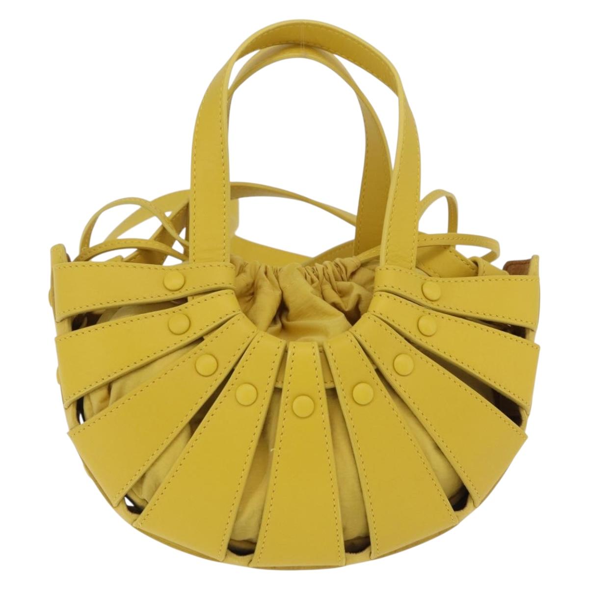 Bottega Veneta The Shell Hand Bag Leather 2way Yellow Auth 206926V image 3