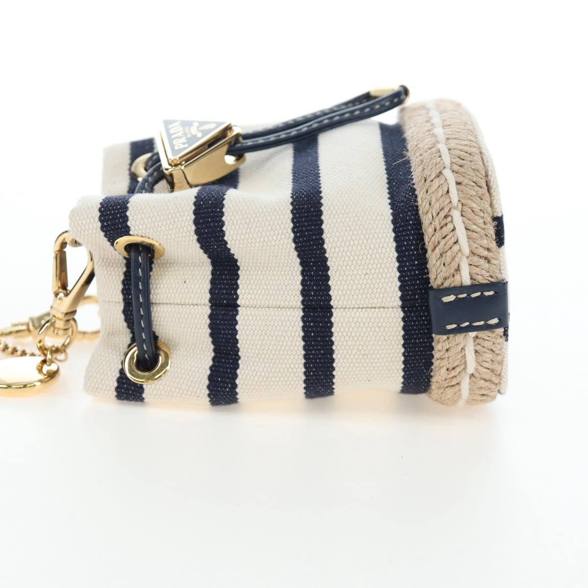PRADA Chain Shoulder Pouch Canvas Navy Gold Auth LN217M image 4