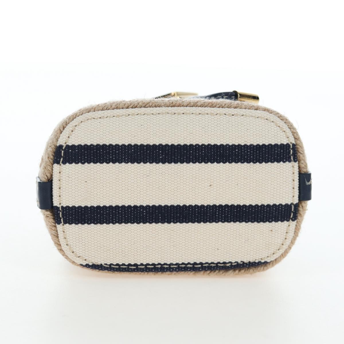 PRADA Chain Shoulder Pouch Canvas Navy Gold Auth LN217M image 10