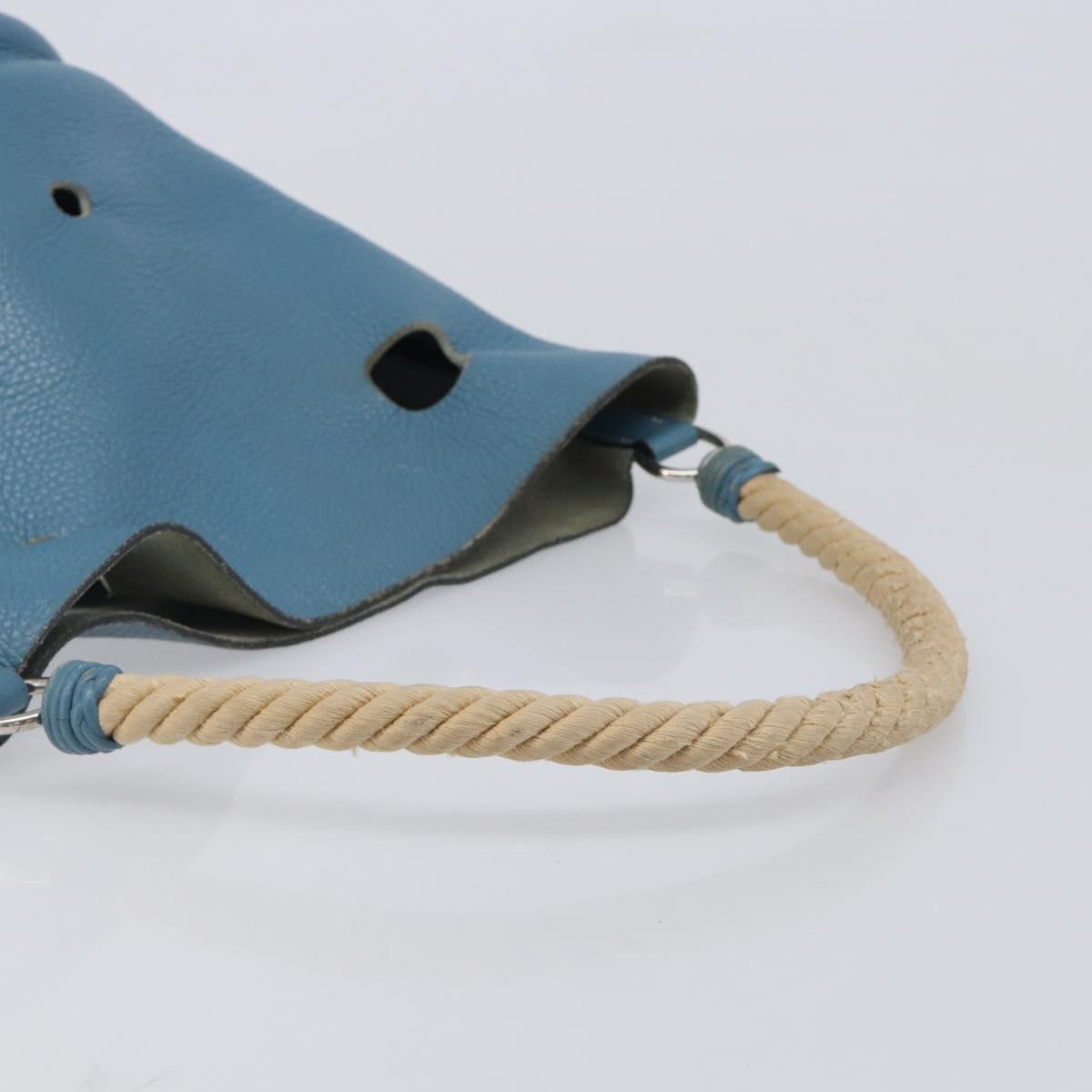HERMES Manjoire Shoulder Bag Leather Light Blue Silver Auth fm5461A image 7