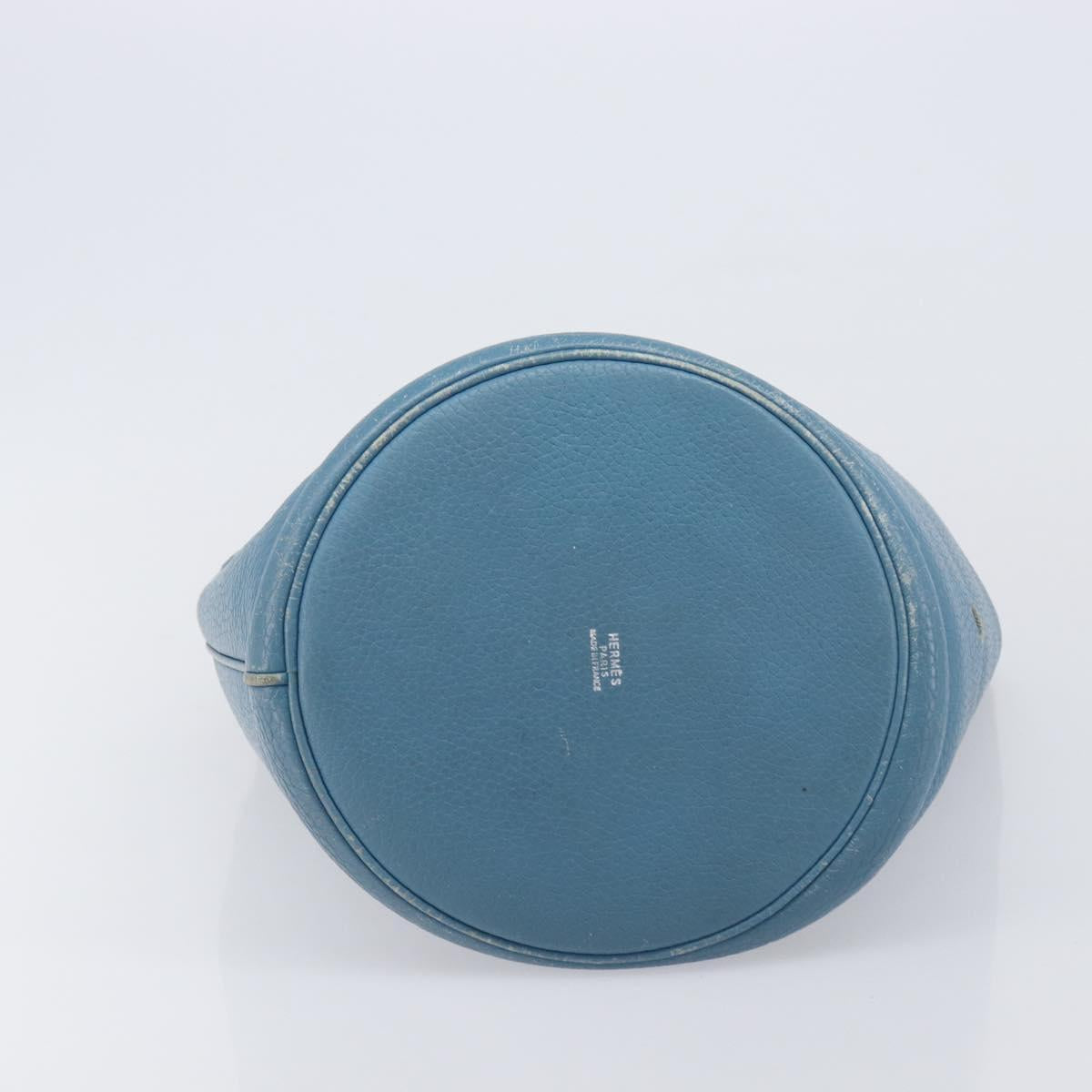 HERMES Manjoire Shoulder Bag Leather Light Blue Silver Auth fm5461A image 10