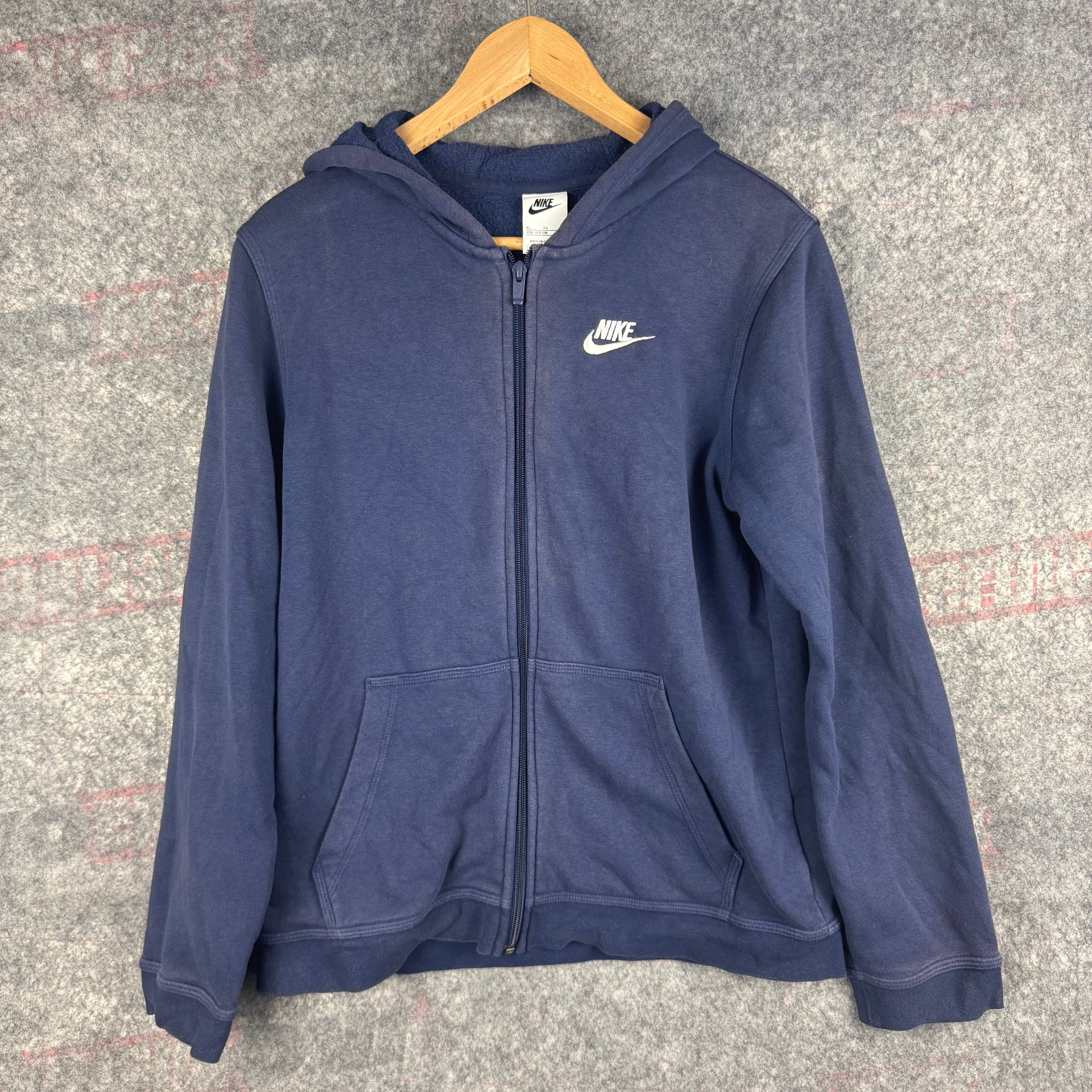 Nike Navy Zip Hoodie Boys XL Fleece Lined