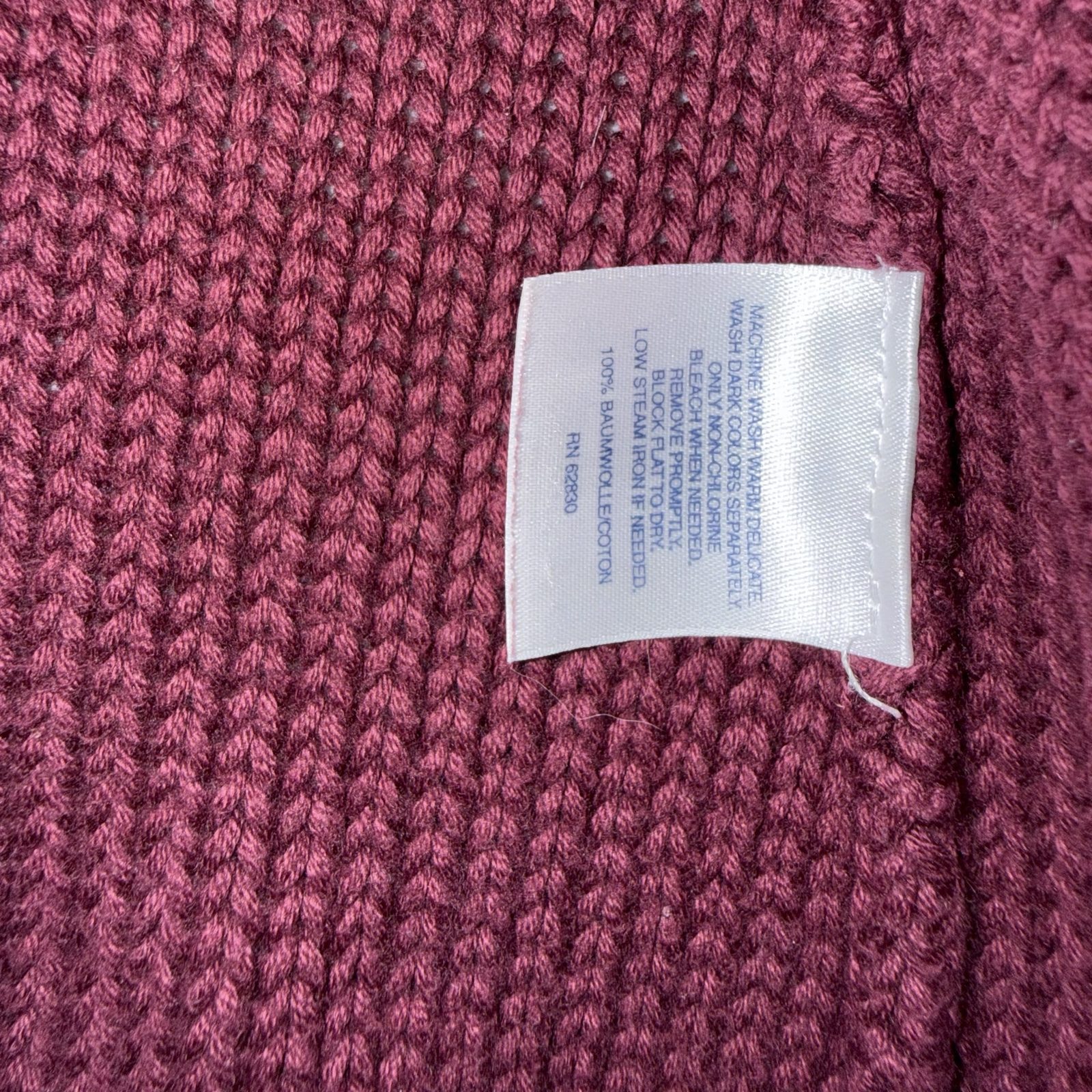 Lands' End Women's Burgundy Cable Knit Cotton Cardigan Small image 5