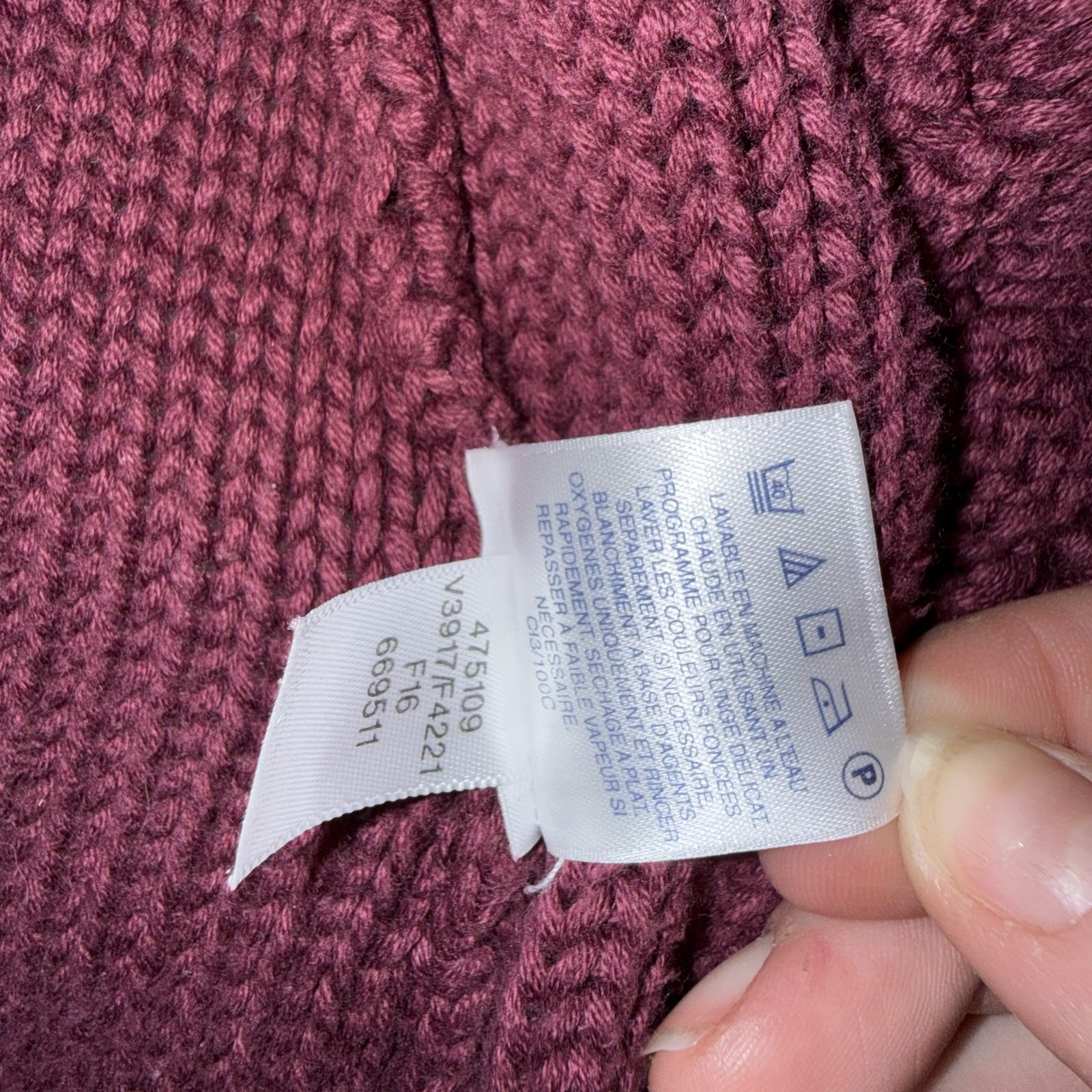 Lands' End Women's Burgundy Cable Knit Cotton Cardigan Small image 6