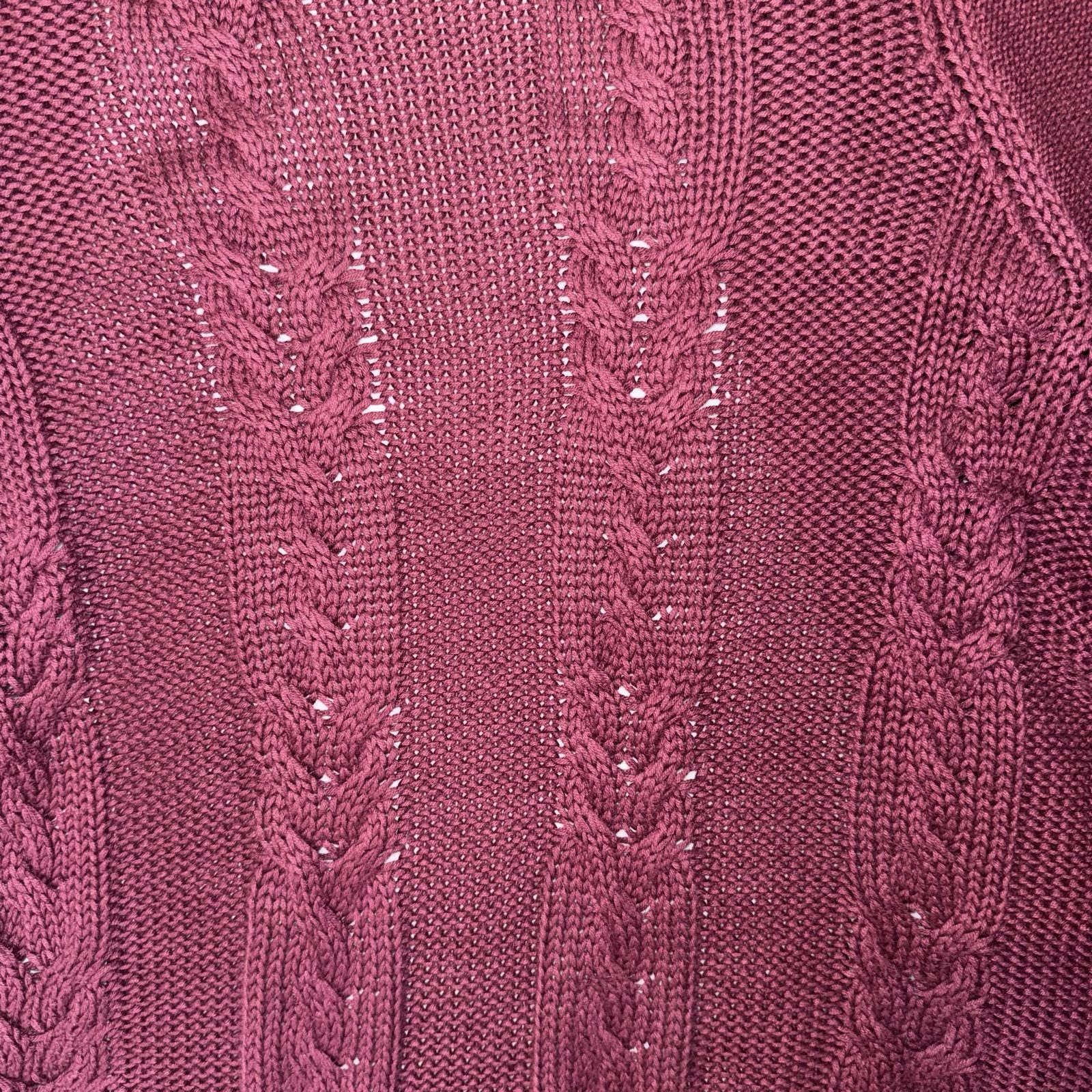 Lands' End Women's Burgundy Cable Knit Cotton Cardigan Small image 7