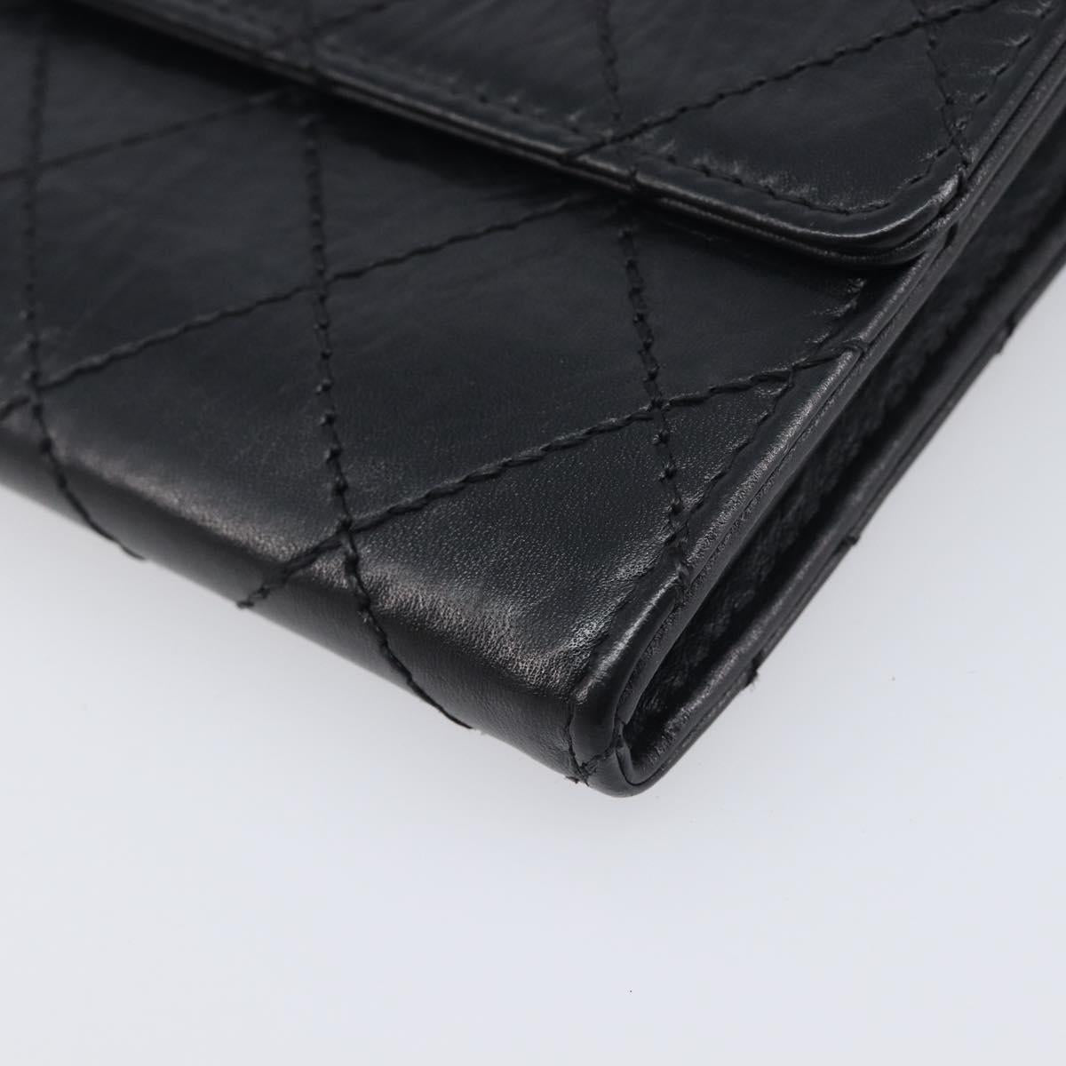 CHANEL 2.55 Matelasse Long Wallet Leather Black Silver CC Auth 205240V image 7