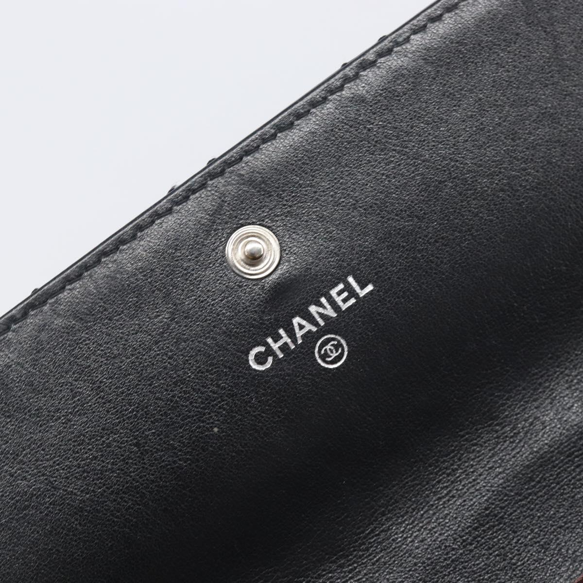 CHANEL 2.55 Matelasse Long Wallet Leather Black Silver CC Auth 205240V image 8