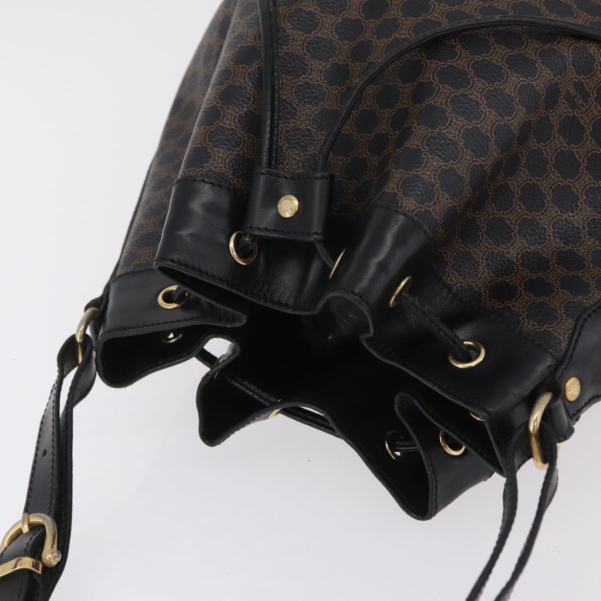CELINE Macadam Canvas Shoulder Bag PVC Leather Black Gold Auth 206055 image 6