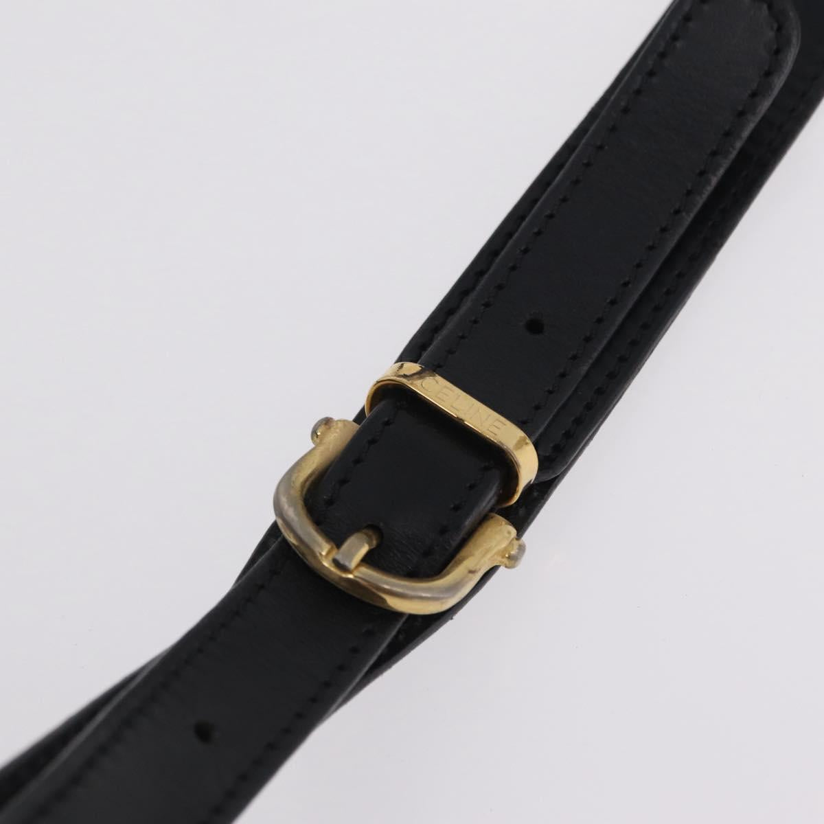 CELINE Macadam Canvas Shoulder Bag PVC Leather Black Gold Auth 206055 image 8