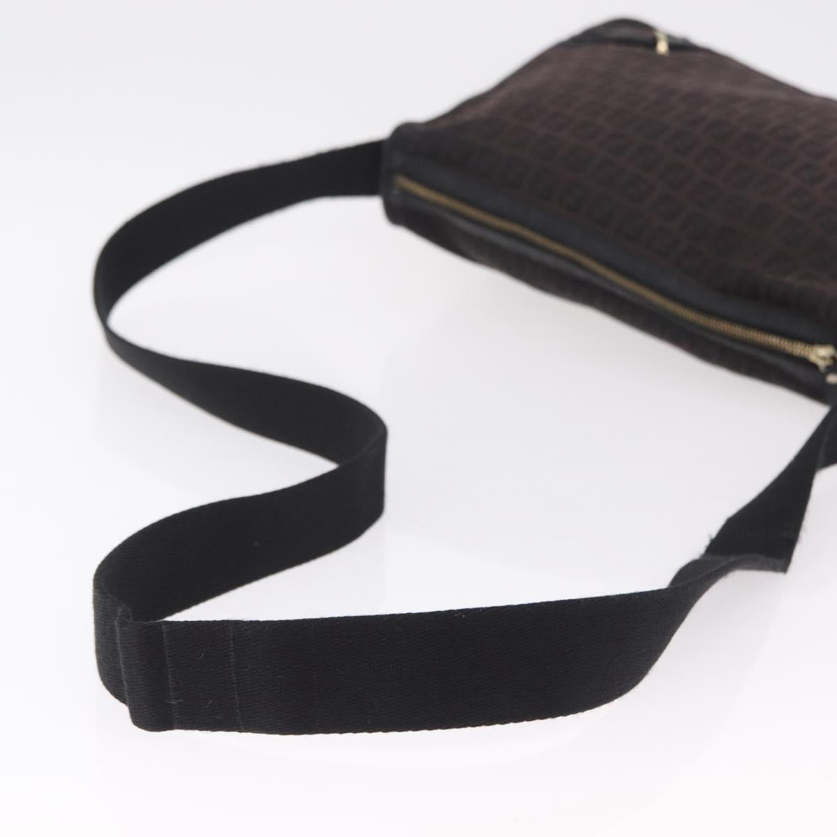 FENDI Zucchino Canvas Shoulder Bag Dark Brown Gold Auth 206775A image 7