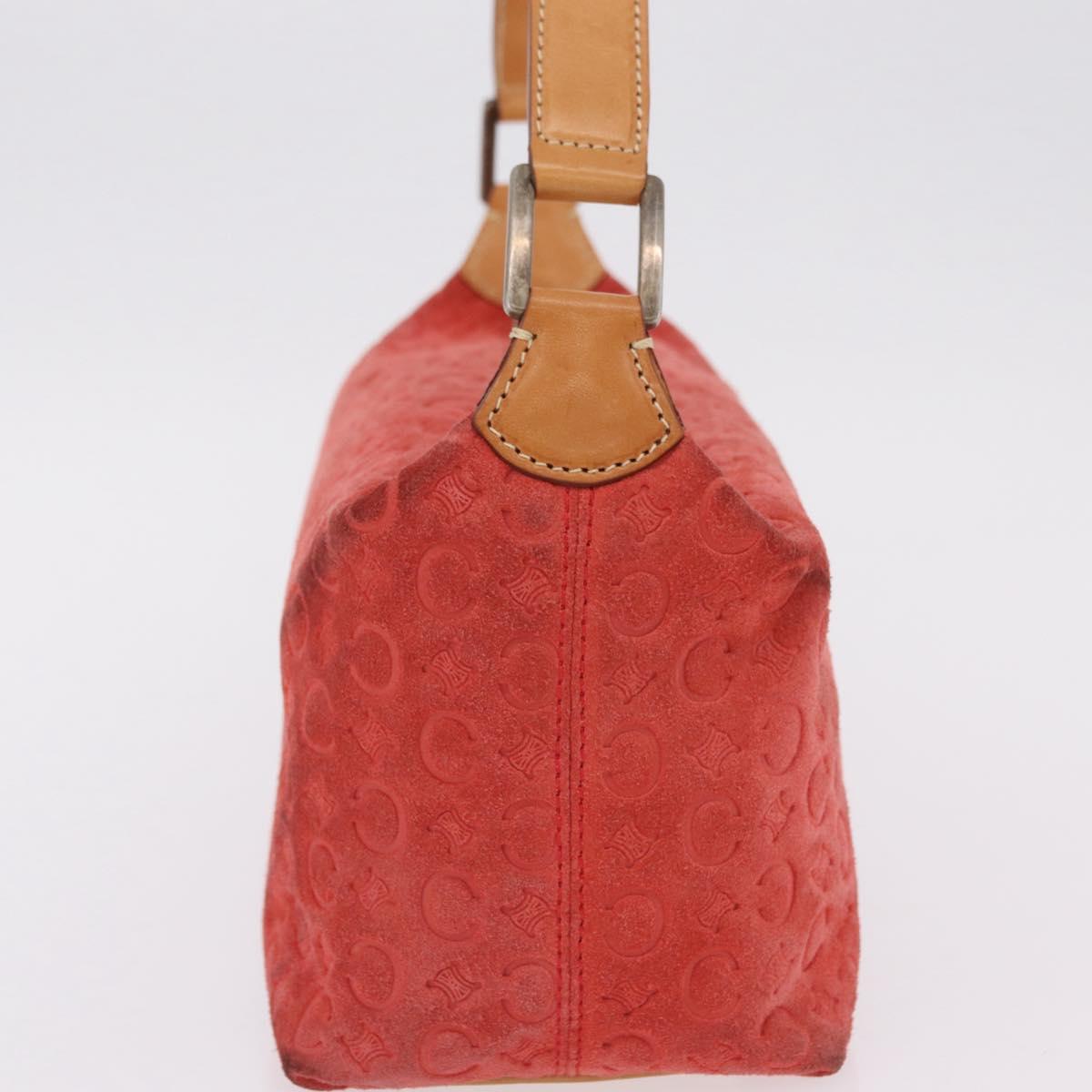CELINE C Macadam Shoulder Bag Suede Red Silver Auth BA16141 image 5