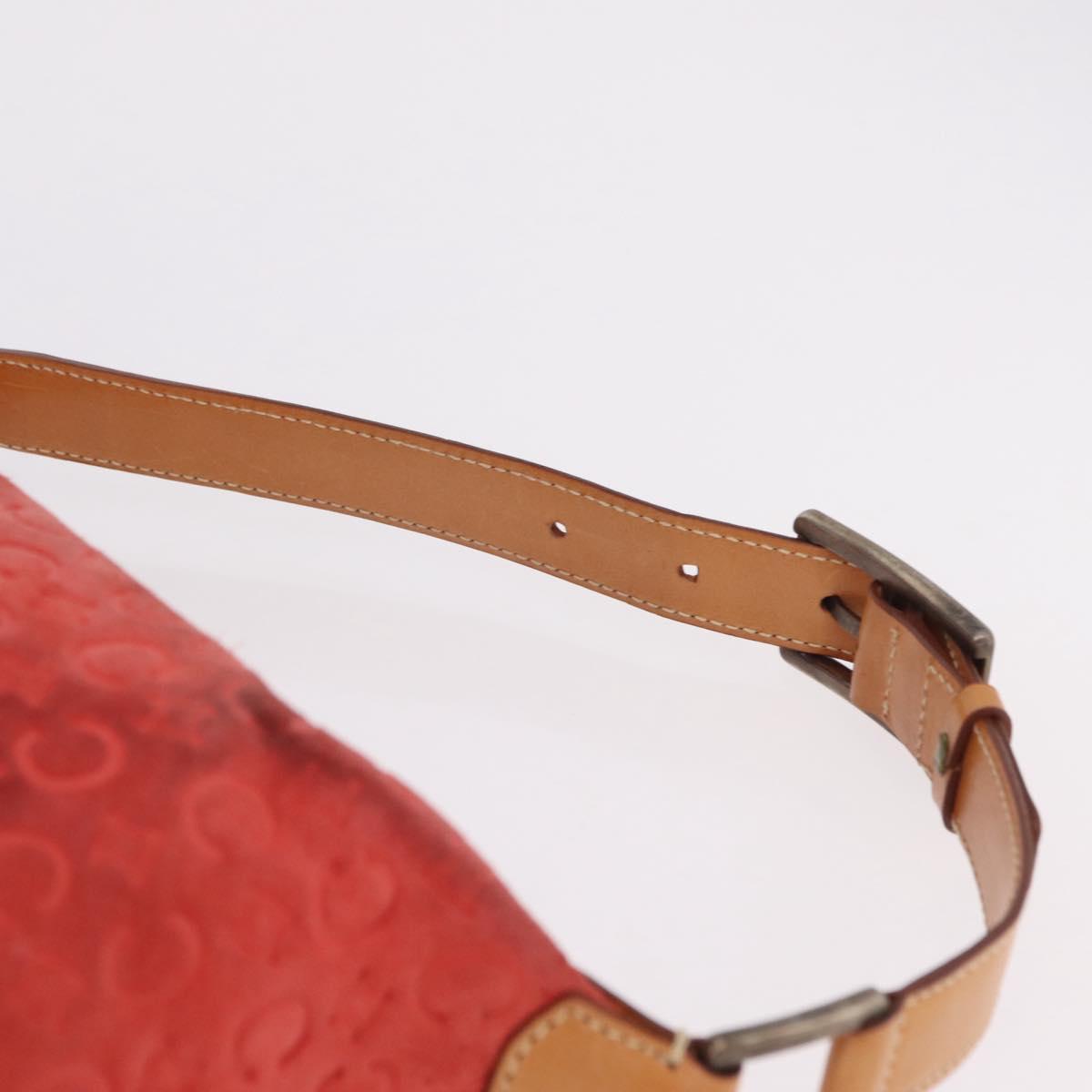 CELINE C Macadam Shoulder Bag Suede Red Silver Auth BA16141 image 10