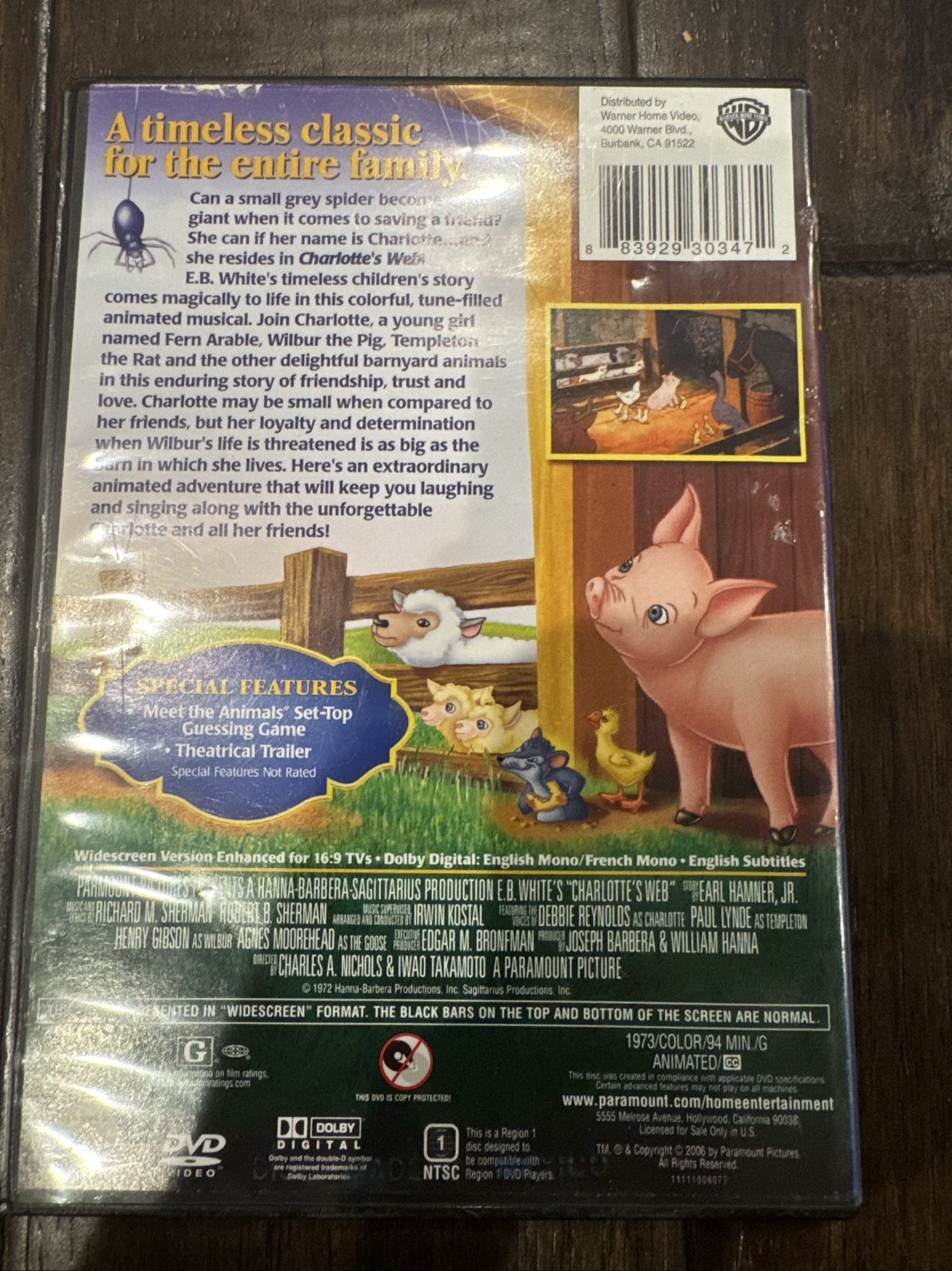 Charlotte’s Web DVD – E.B. White Animated Family Classic – 1973 image 2