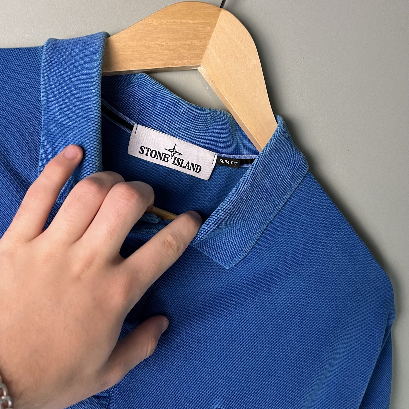 Stone Island Re-coulor style Blue Slim Fit Short Sleeve Polo Shirt image 3