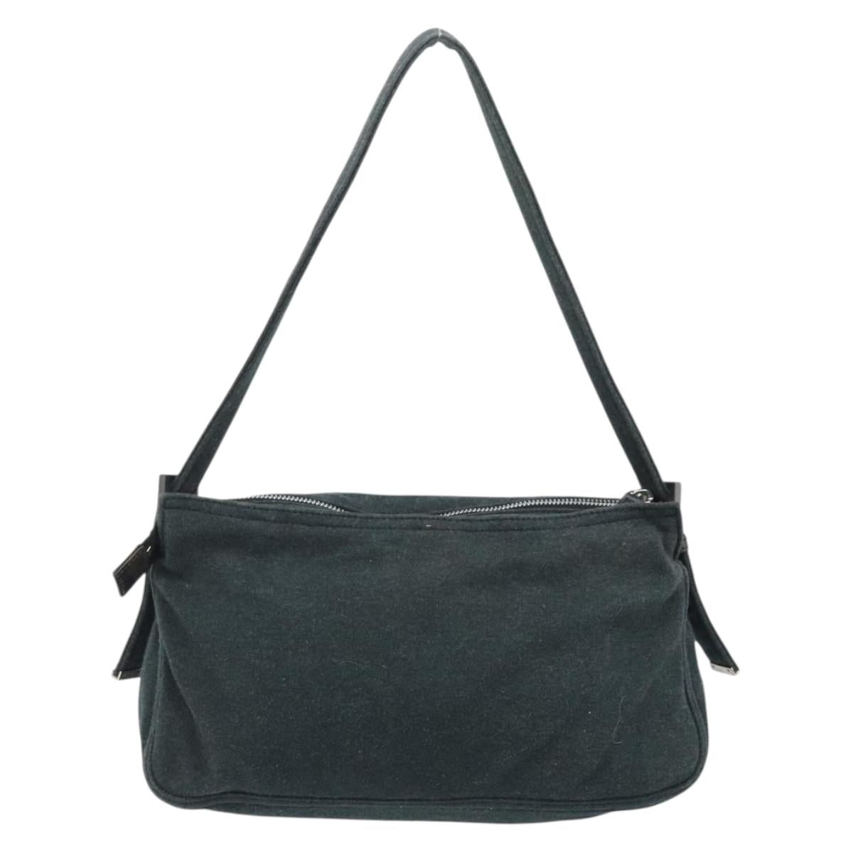 FENDI Mamma Baguette Hand Bag cotton Gray Silver Auth mr2293 image 2