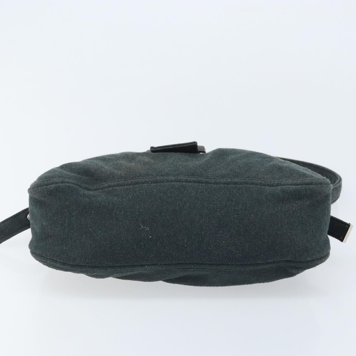 FENDI Mamma Baguette Hand Bag cotton Gray Silver Auth mr2293 image 5