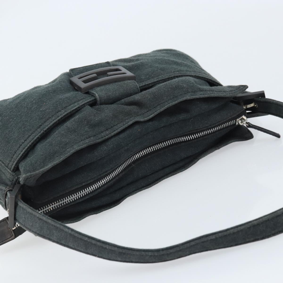 FENDI Mamma Baguette Hand Bag cotton Gray Silver Auth mr2293 image 6