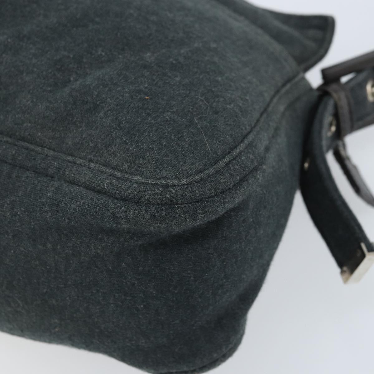 FENDI Mamma Baguette Hand Bag cotton Gray Silver Auth mr2293 image 9
