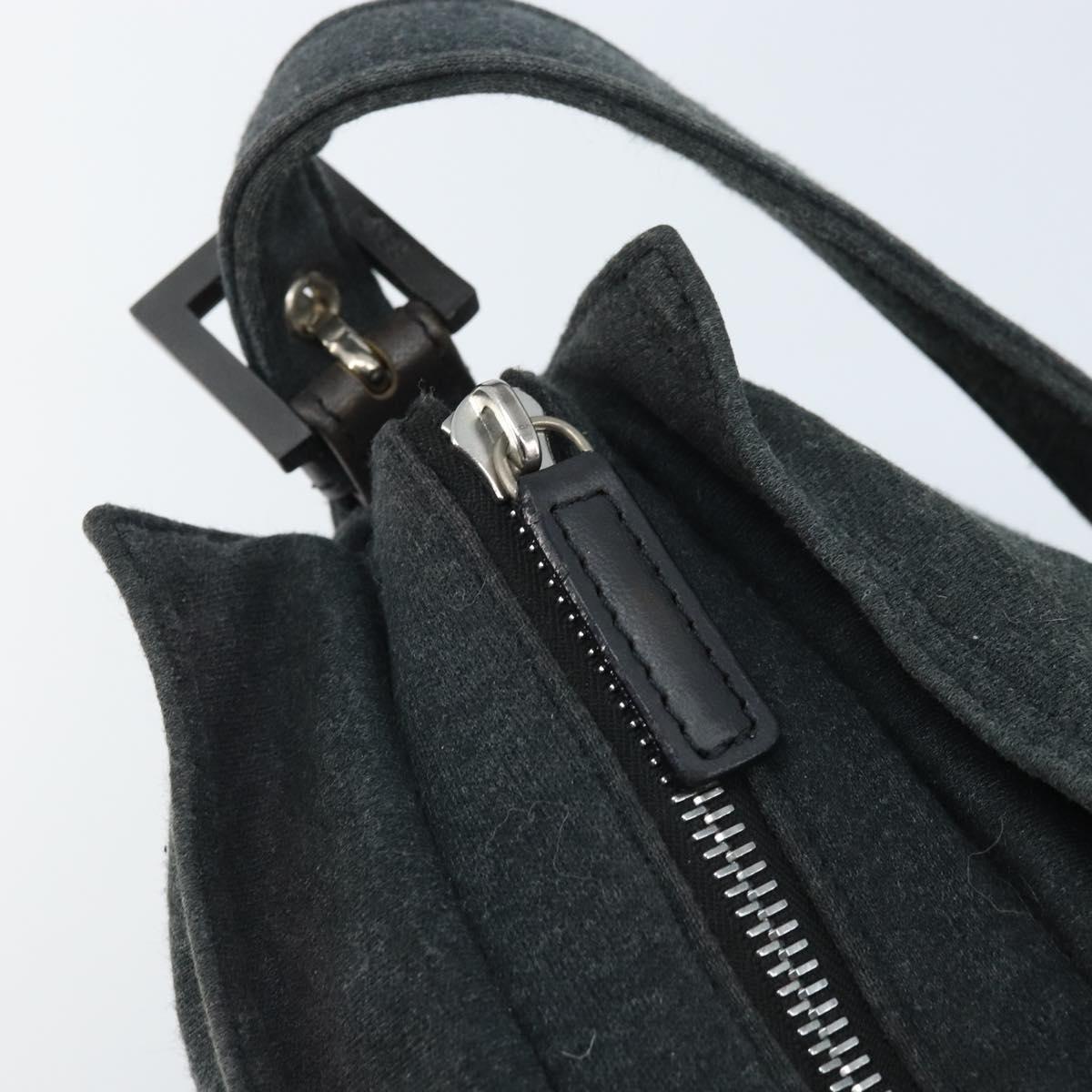 FENDI Mamma Baguette Hand Bag cotton Gray Silver Auth mr2293 image 10