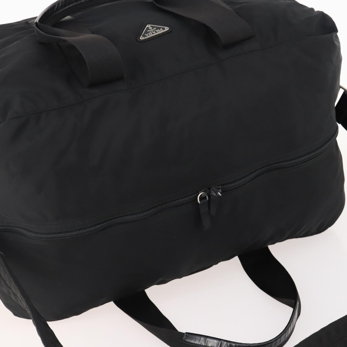 PRADA Boston Bag Nylon 2way Black Silver Auth YKZ057 image 6