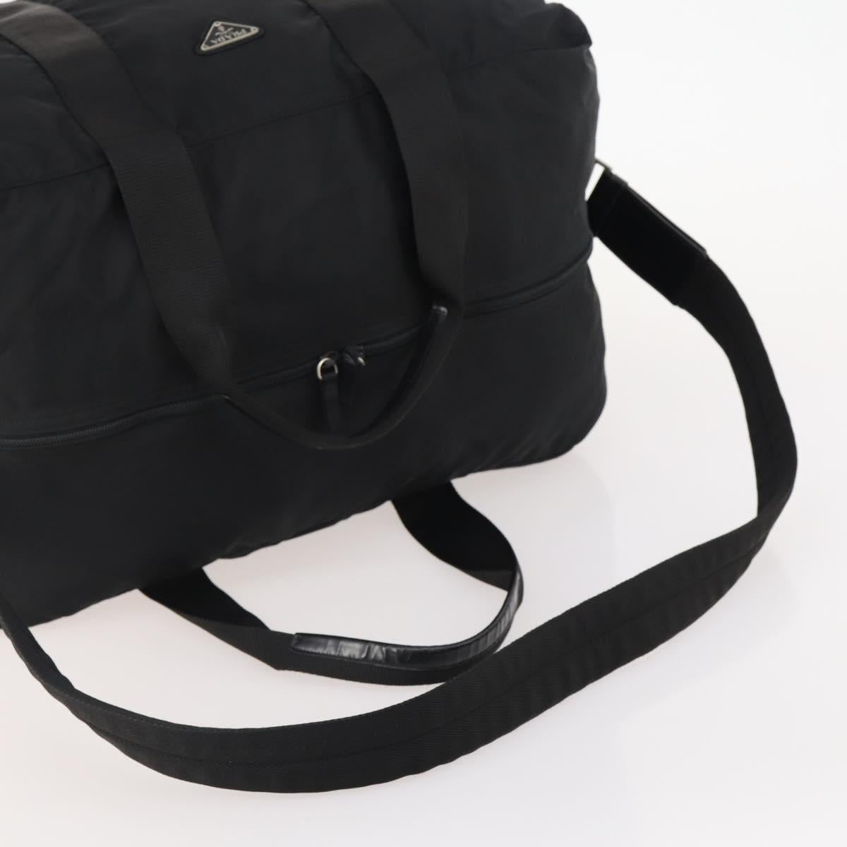 PRADA Boston Bag Nylon 2way Black Silver Auth YKZ057 image 7