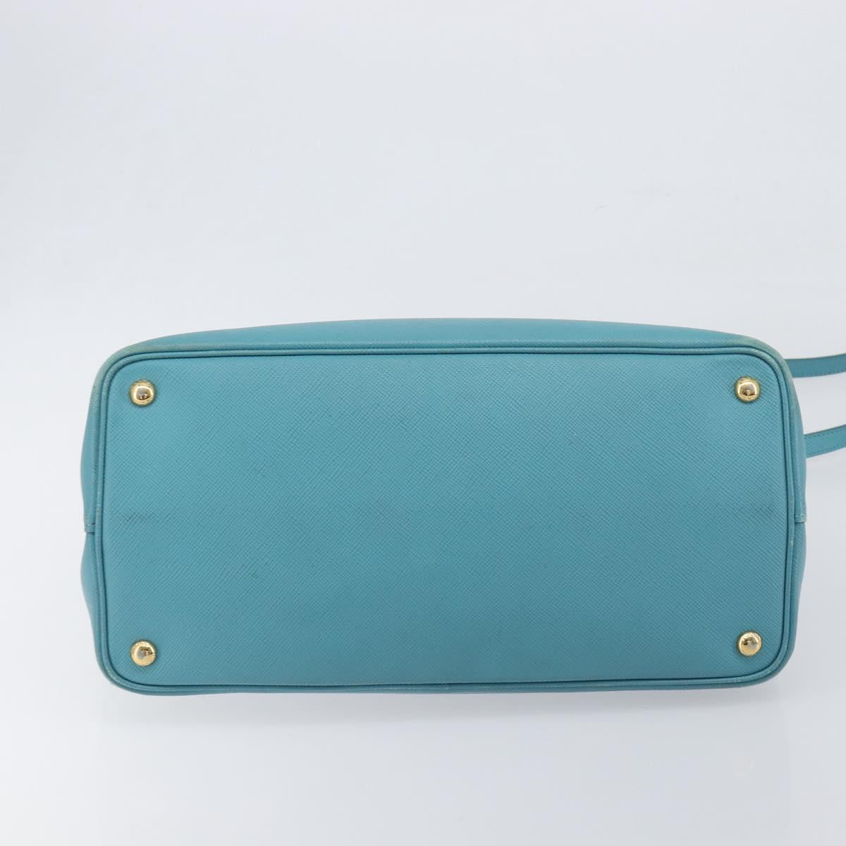 PRADA Tote Bag Saffiano leather 2way Light Blue Gold Auth 195486A image 5