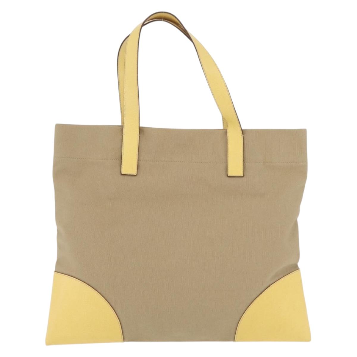 PRADA Hand Bag Canvas Beige Silver Auth 206790A image 2