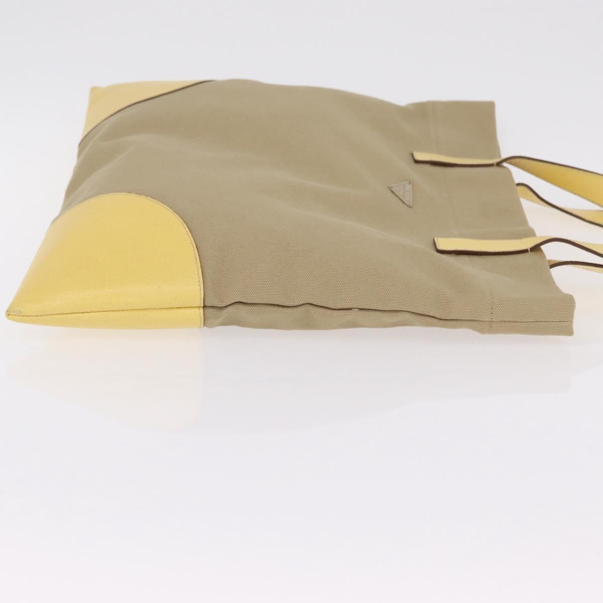 PRADA Hand Bag Canvas Beige Silver Auth 206790A image 3