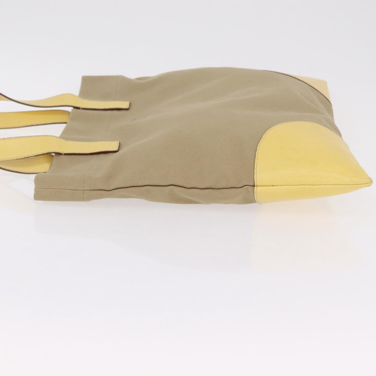 PRADA Hand Bag Canvas Beige Silver Auth 206790A image 4