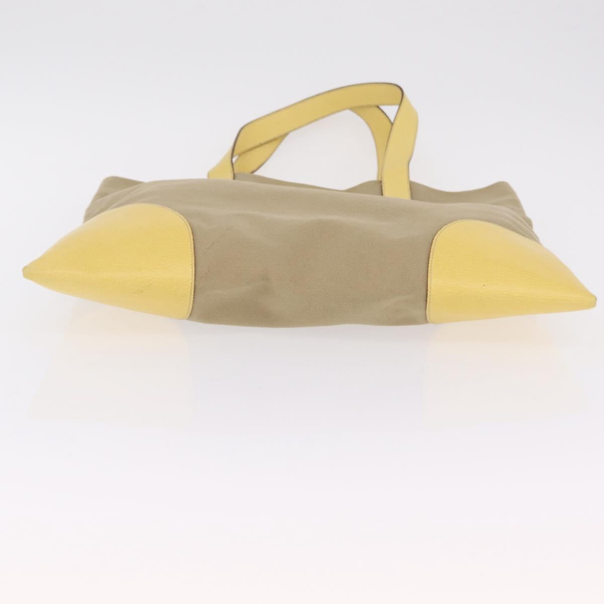 PRADA Hand Bag Canvas Beige Silver Auth 206790A image 5
