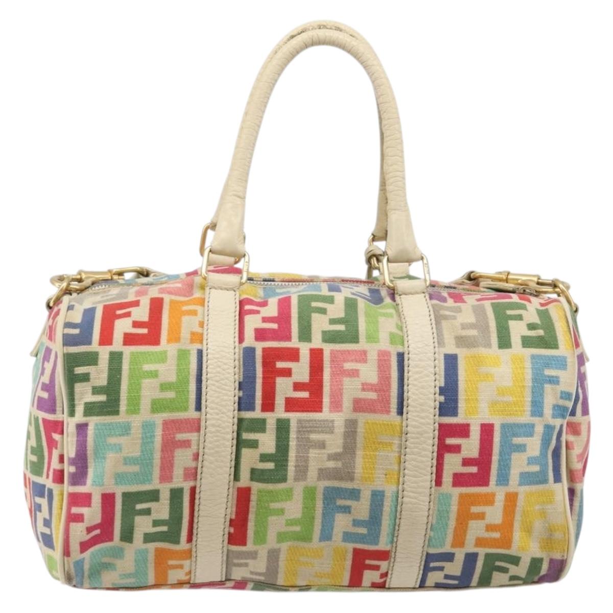 FENDI Zucca Canvas Hand Bag 2way Multicolor Gold Auth 204048A image 2