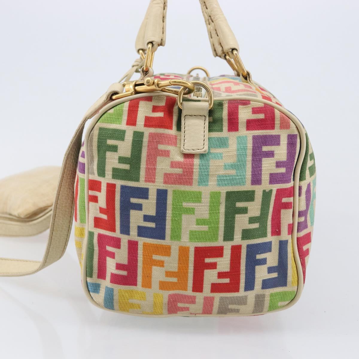 FENDI Zucca Canvas Hand Bag 2way Multicolor Gold Auth 204048A image 3