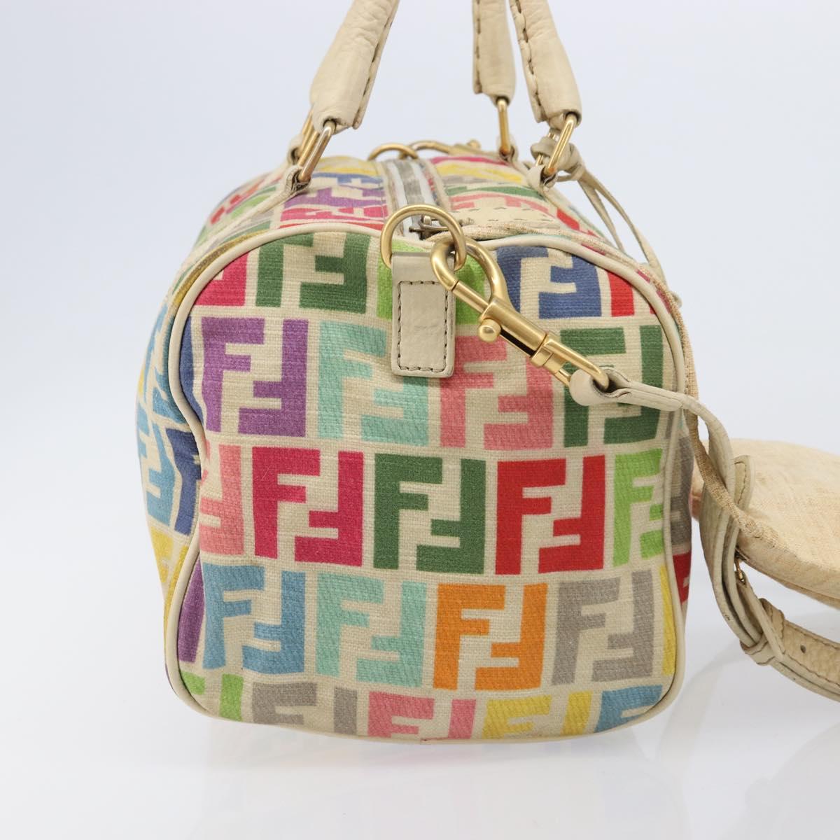 FENDI Zucca Canvas Hand Bag 2way Multicolor Gold Auth 204048A image 4