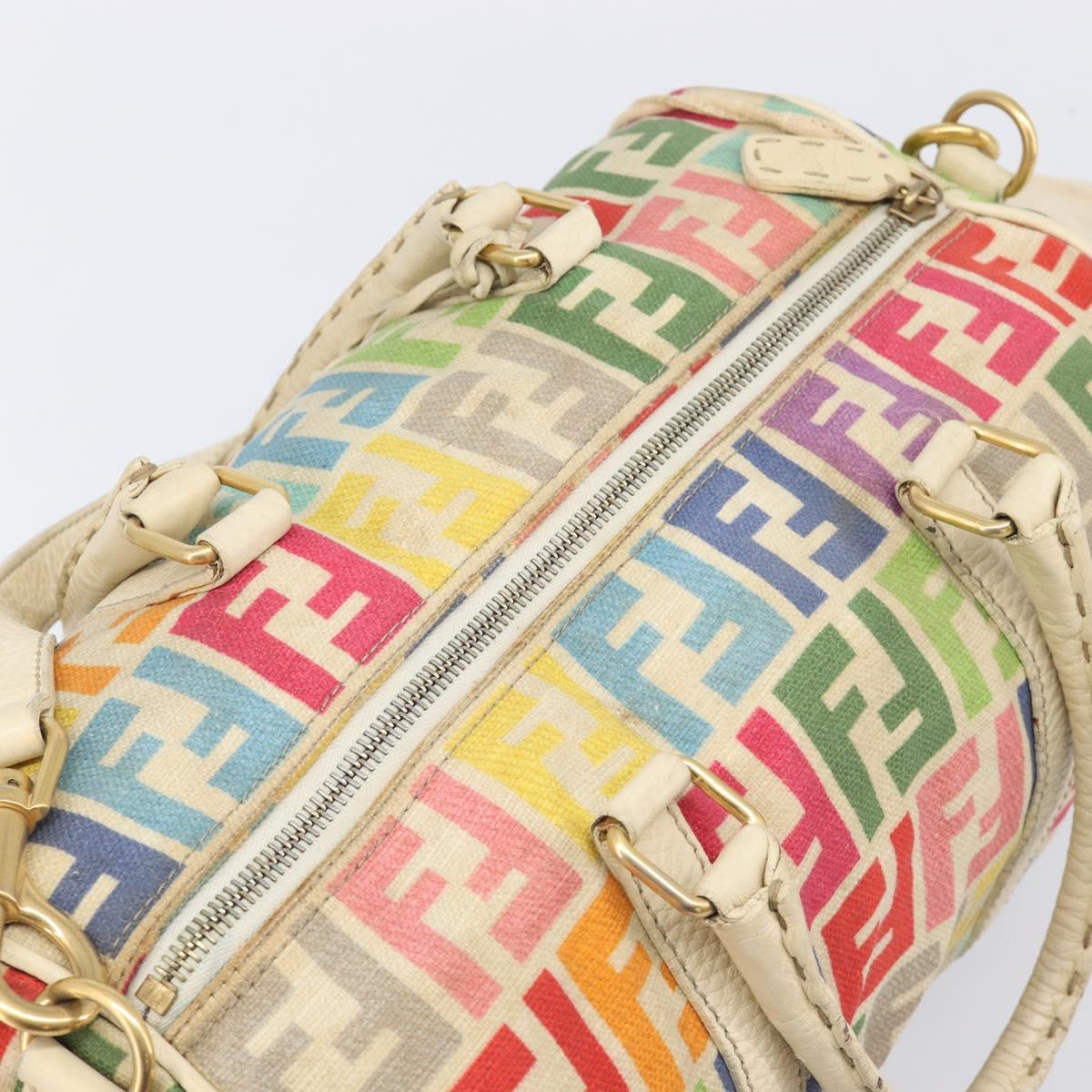 FENDI Zucca Canvas Hand Bag 2way Multicolor Gold Auth 204048A image 6