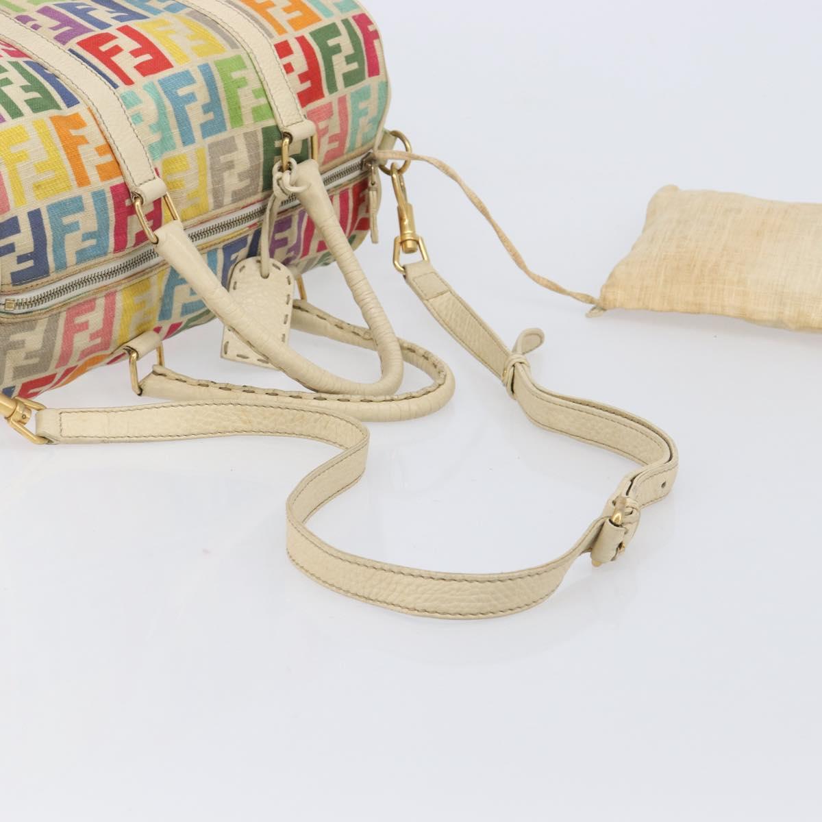 FENDI Zucca Canvas Hand Bag 2way Multicolor Gold Auth 204048A image 8