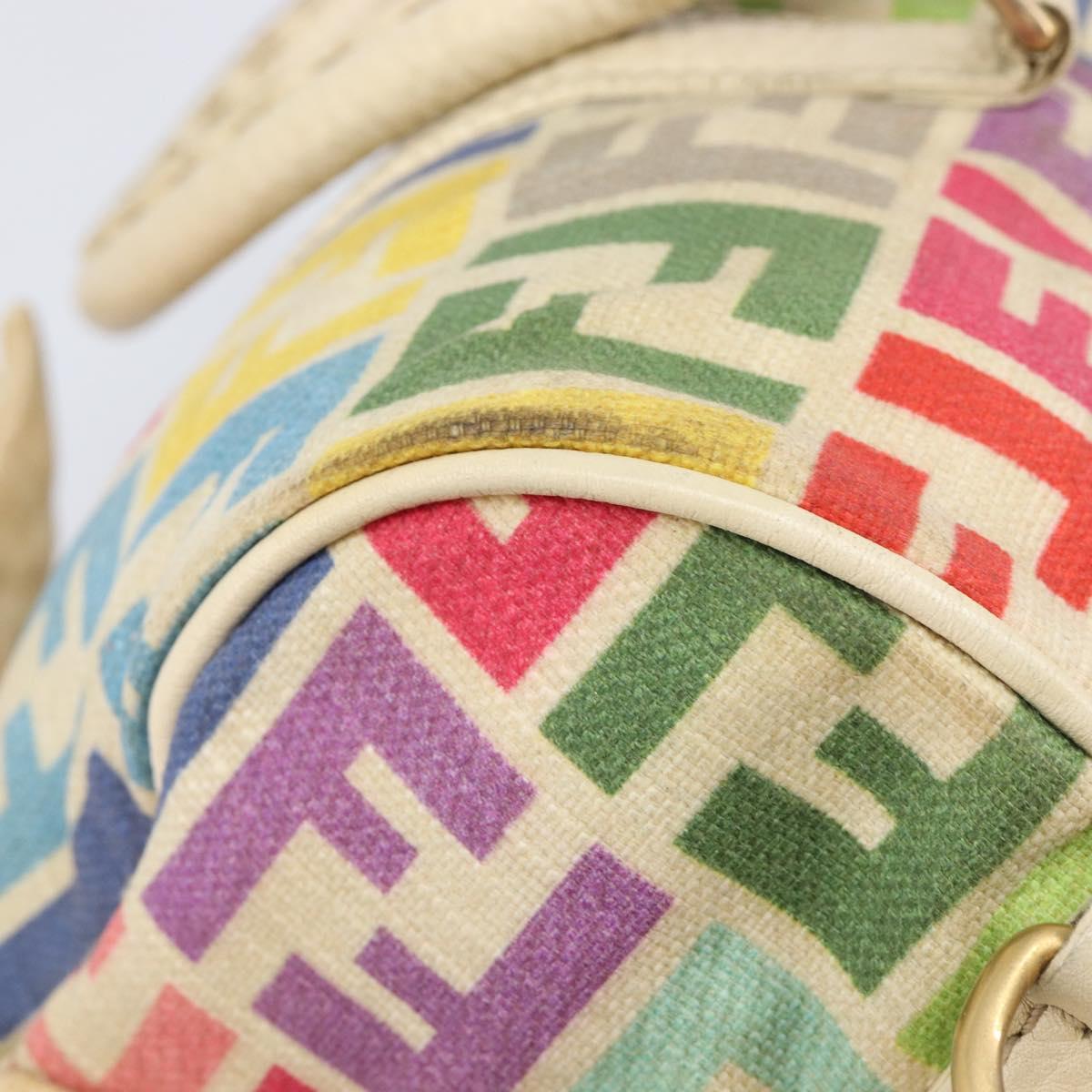 FENDI Zucca Canvas Hand Bag 2way Multicolor Gold Auth 204048A image 10