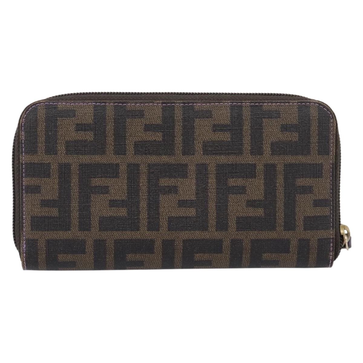 FENDI Zucca Canvas Long Wallet PVC Black Brown Auth 205506V image 2