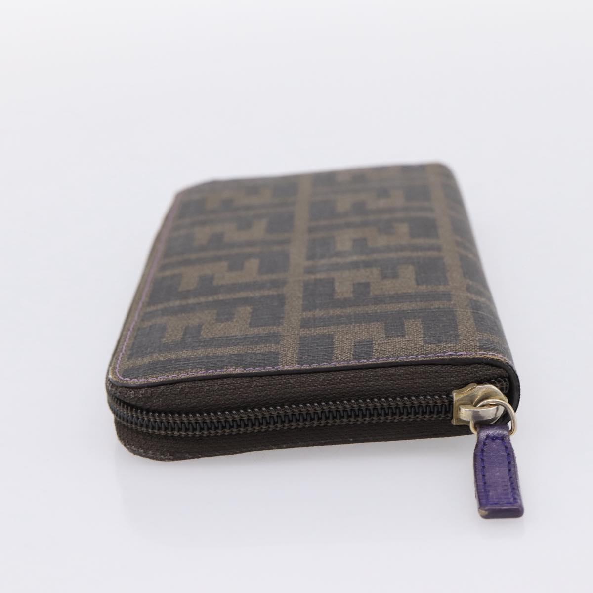 FENDI Zucca Canvas Long Wallet PVC Black Brown Auth 205506V image 3