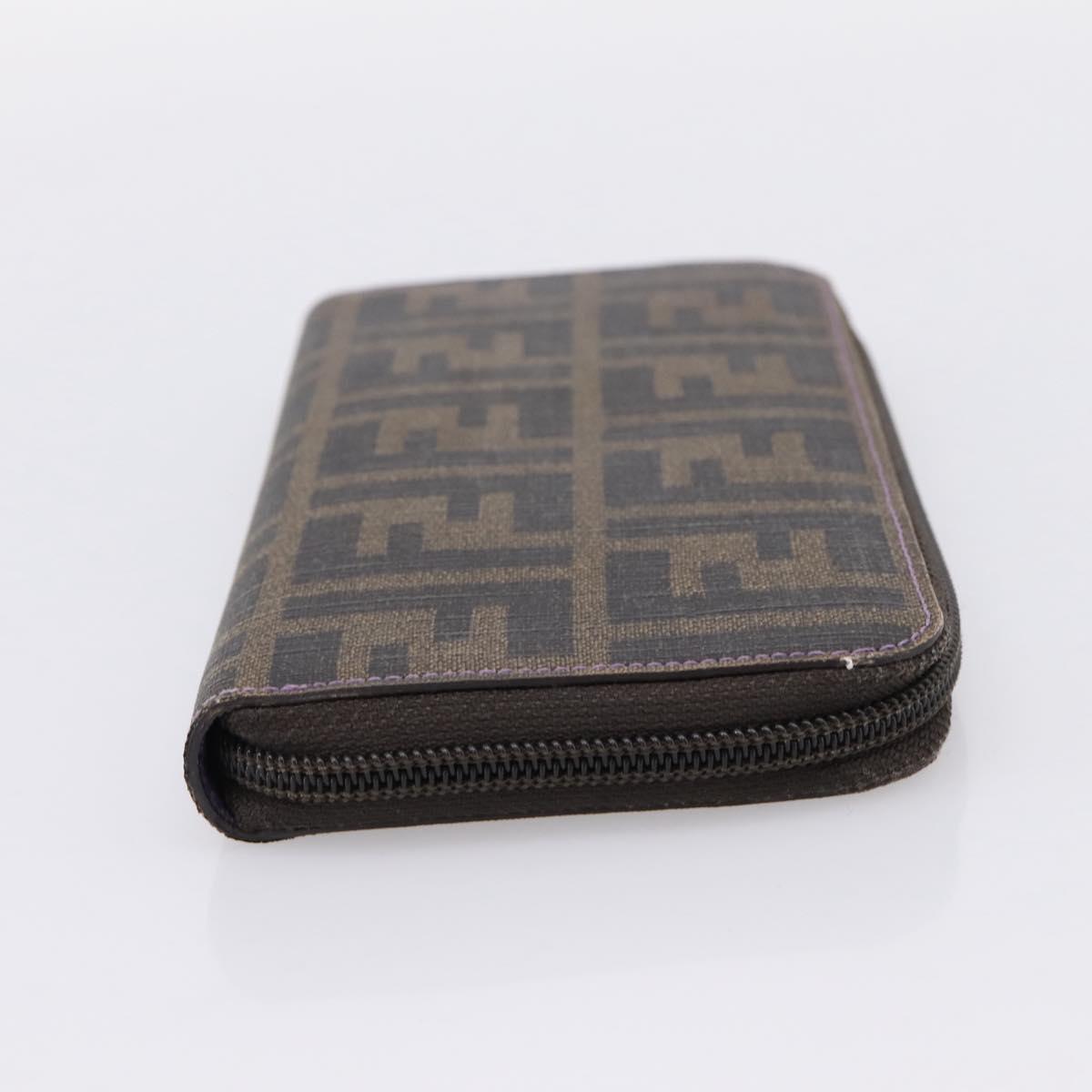 FENDI Zucca Canvas Long Wallet PVC Black Brown Auth 205506V image 4