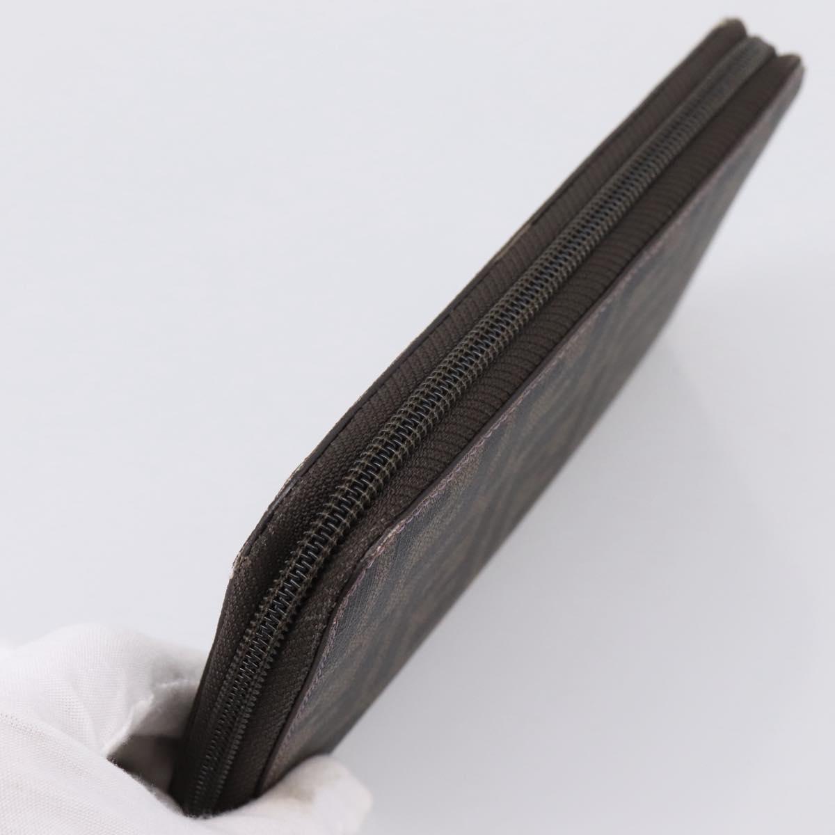 FENDI Zucca Canvas Long Wallet PVC Black Brown Auth 205506V image 5