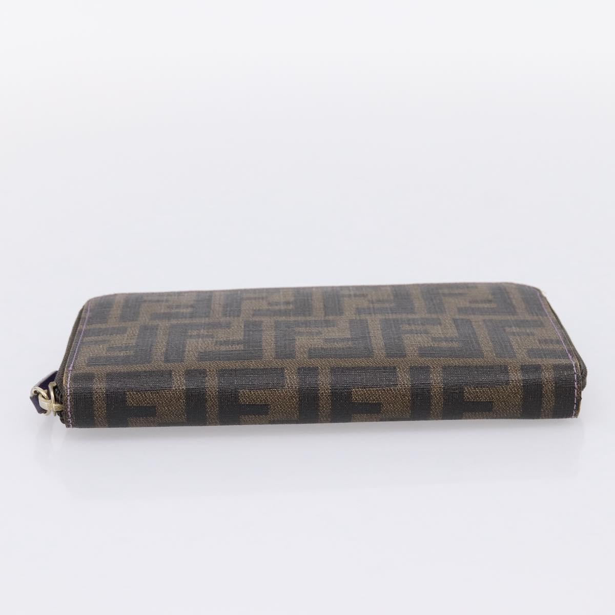 FENDI Zucca Canvas Long Wallet PVC Black Brown Auth 205506V image 6