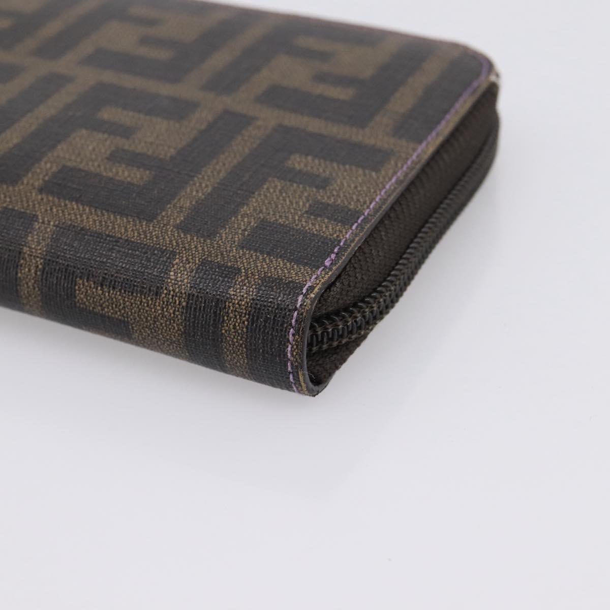 FENDI Zucca Canvas Long Wallet PVC Black Brown Auth 205506V image 7